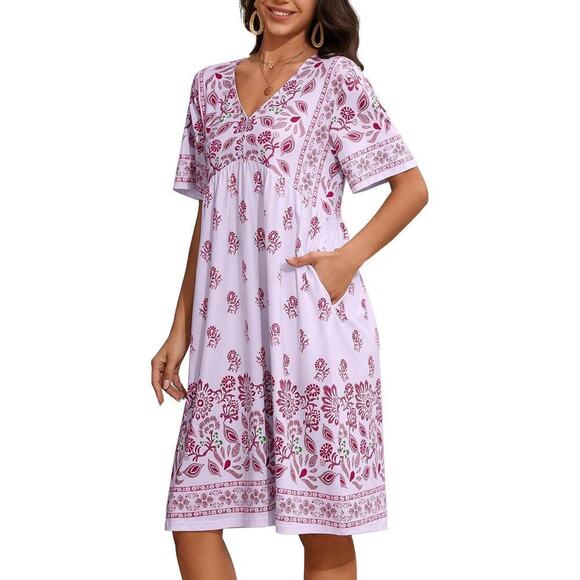 Cripom Dresses & Skirts - Cripom Boho Floral Border Print Dress – Size Large 
Kalftan Muumuu